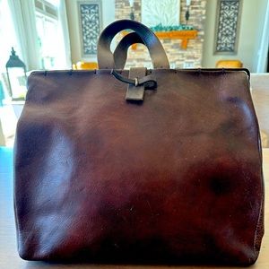 Maurizio Amadei Iron Rim Buffalo Brown Leather Bag